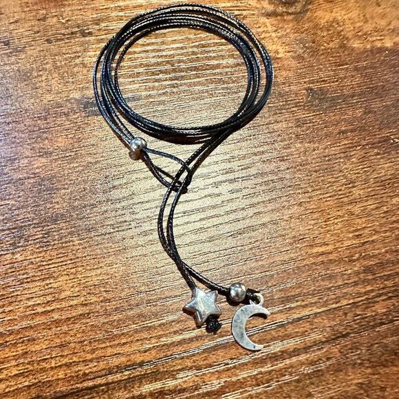 Handcrafted Boho Hippie Black Cord Moon & Sun Anklet , Gift Box - Picture 2 of 4